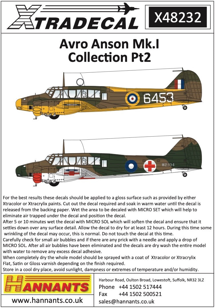 Xtradecal 48232 1:48 Avro Anson Mk.I Part 2