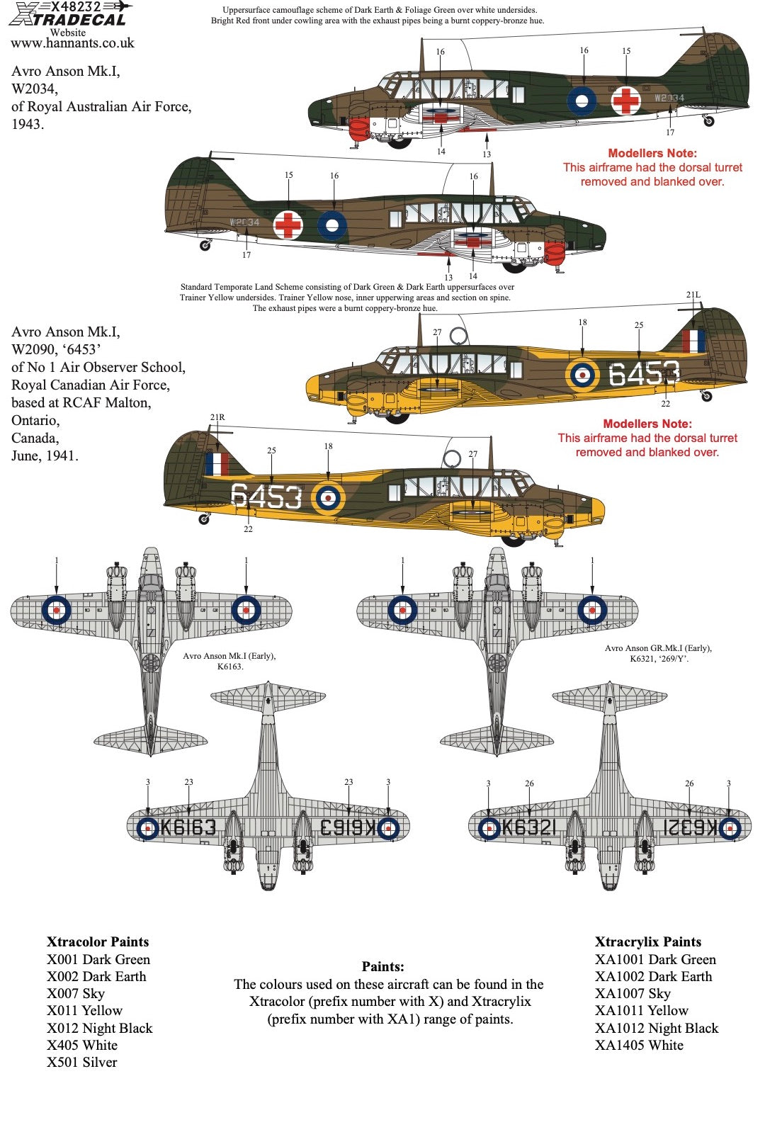 Xtradecal 48232 1:48 Avro Anson Mk.I Part 2