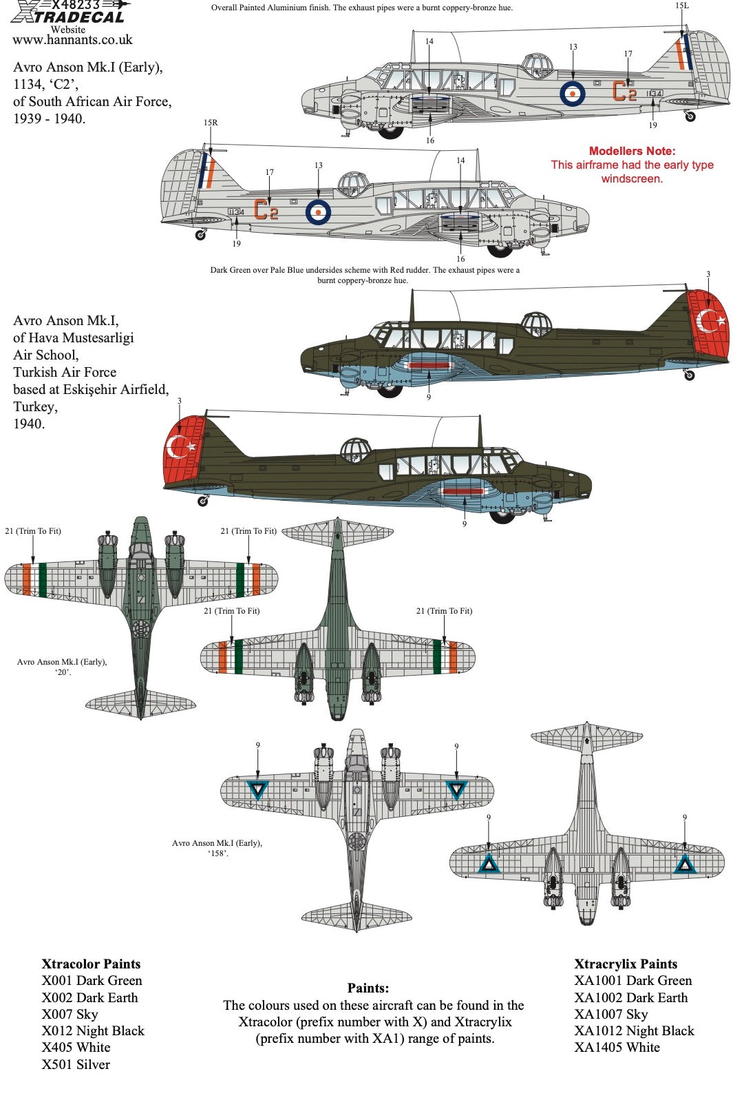 Xtradecal 48233 1:48 Avro Anson Mk.I Part 3