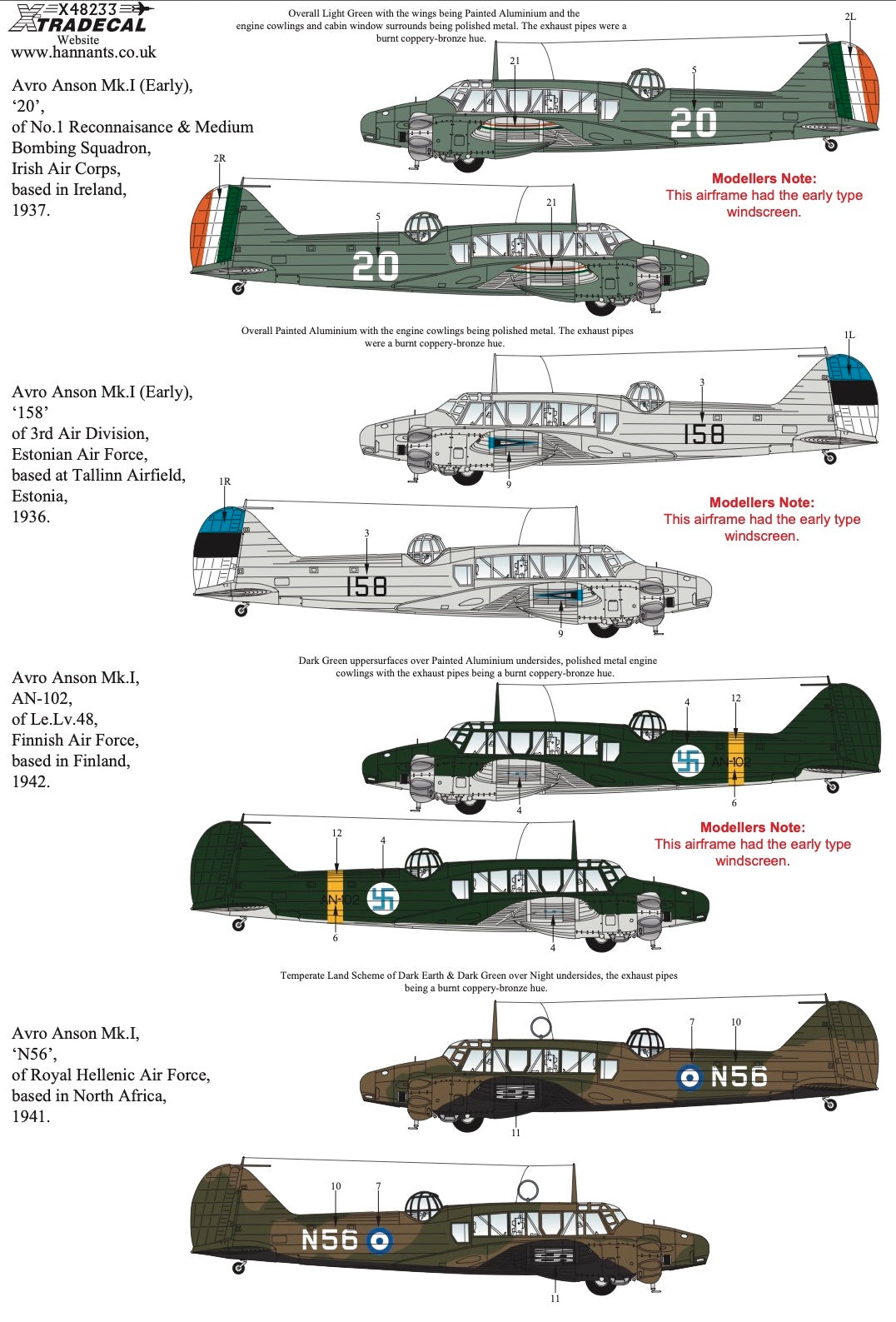 Xtradecal 48233 1:48 Avro Anson Mk.I Part 3