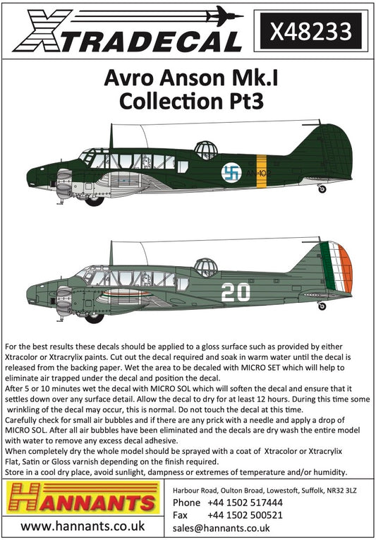 Xtradecal 48233 1:48 Avro Anson Mk.I Part 3