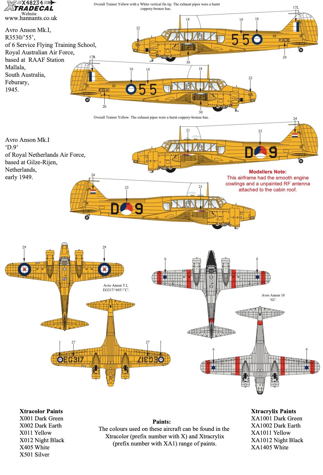 Xtradecal 48234 1:48 Avro Anson Mk.I Part 4