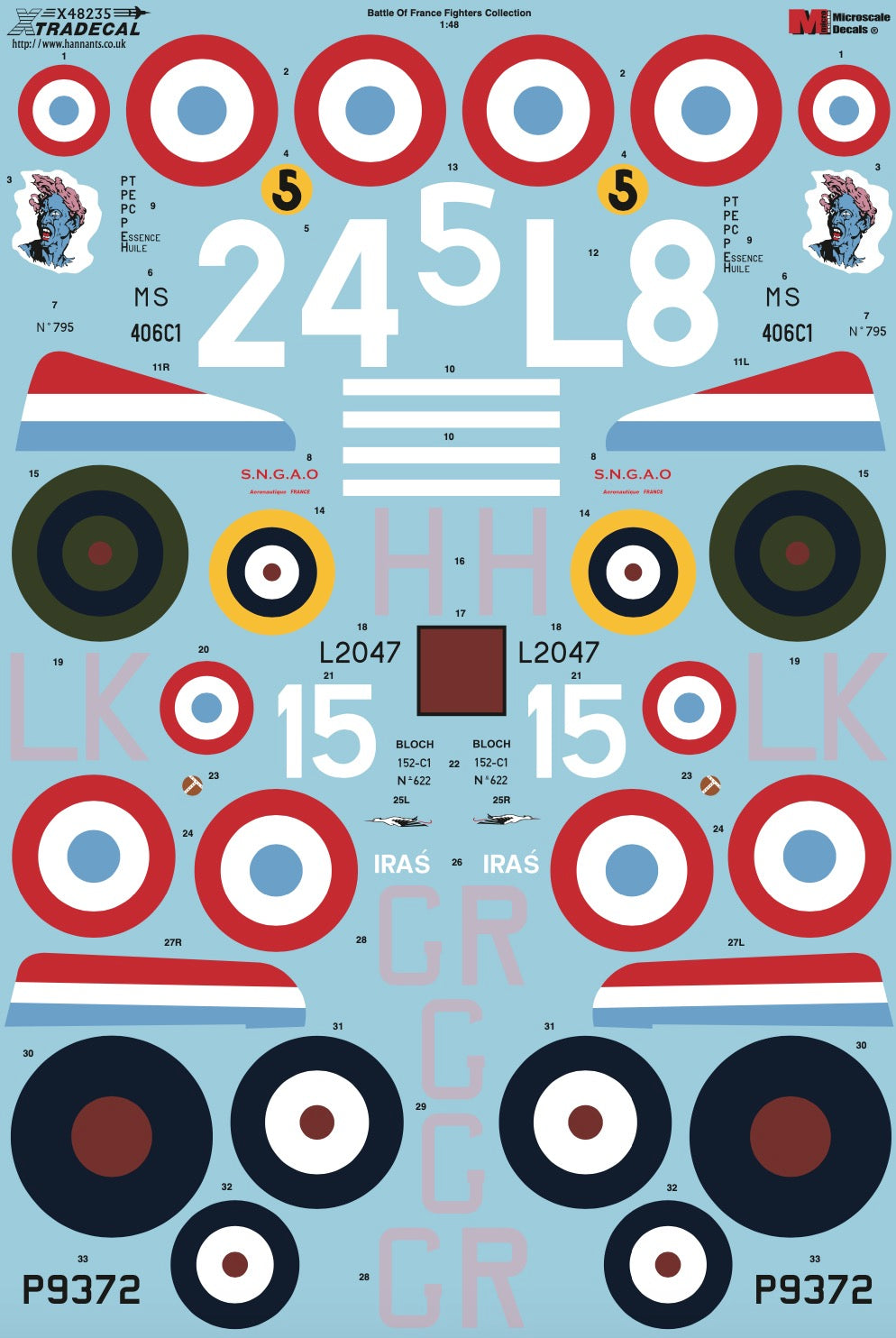 Xtradecal 48235 1:48 Battle of France Fighters Collection