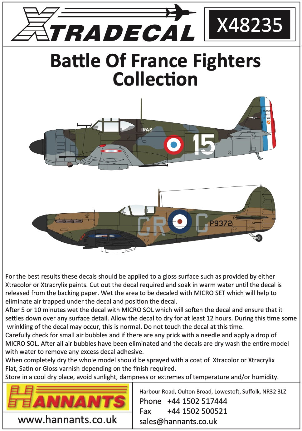 Xtradecal 48235 1:48 Battle of France Fighters Collection