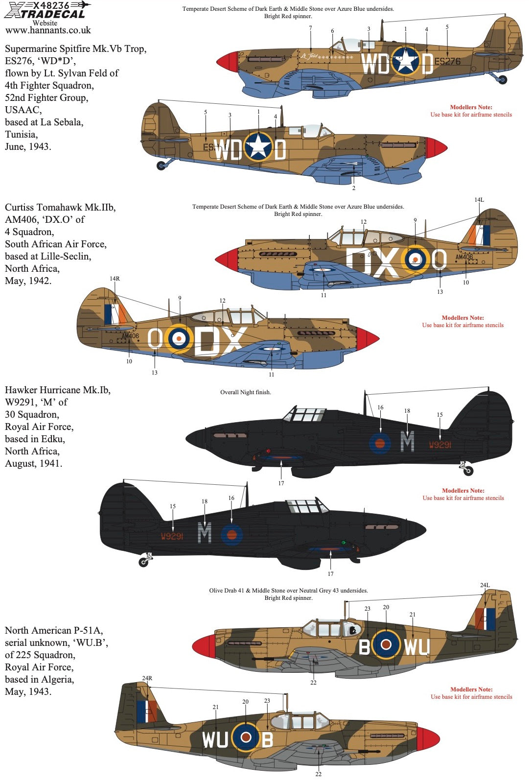 Xtradecal 48236 1:48 Desert Air War WWII Collection Part 1