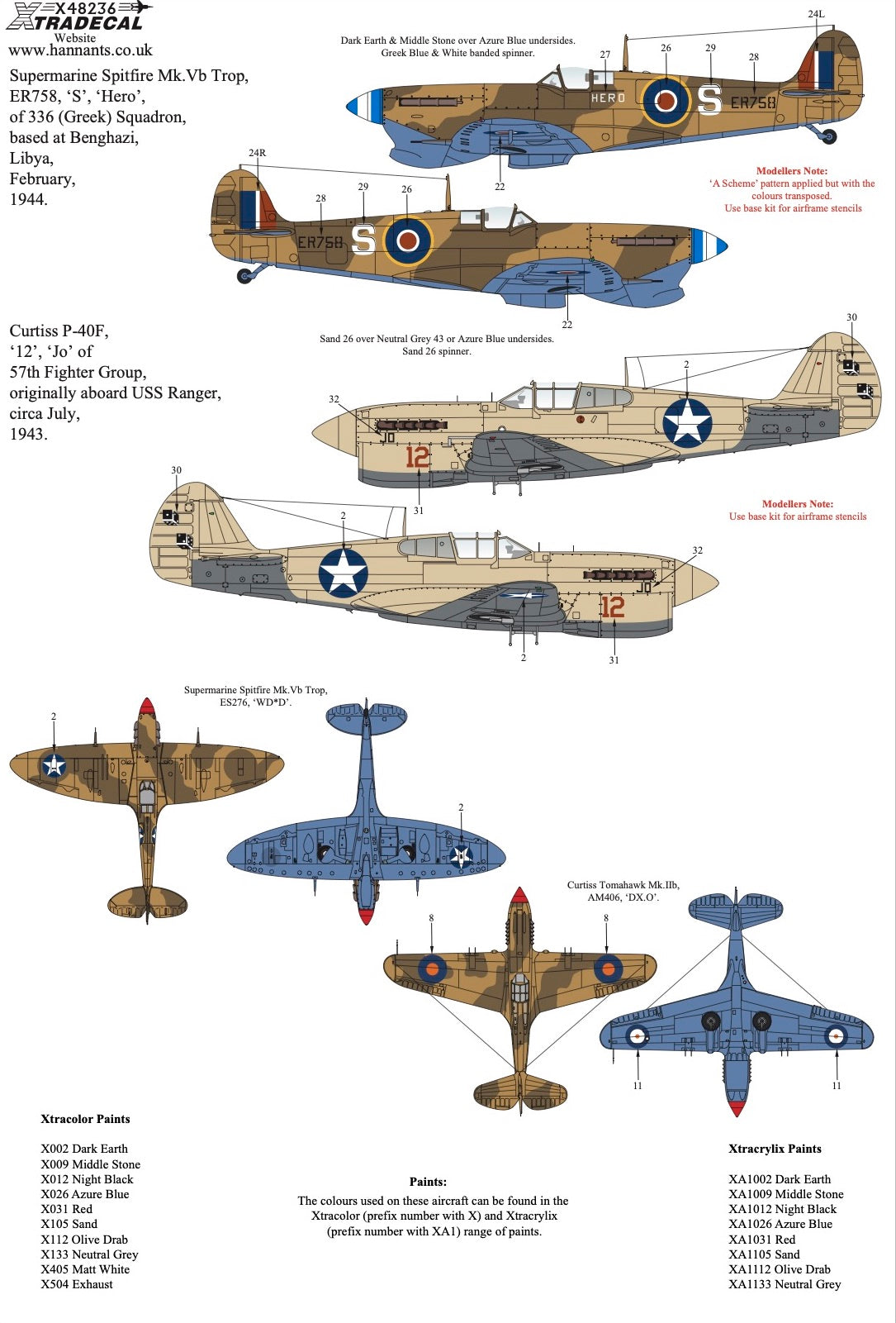 Xtradecal 48236 1:48 Desert Air War WWII Collection Part 1