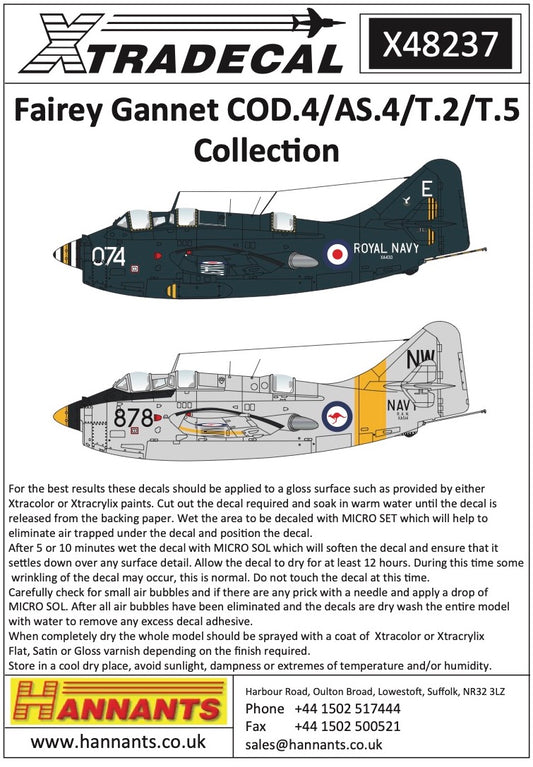 Xtradecal X48237 1:48 Fairey Gannet COD.4/AS.4/T.2/T.5 Collection