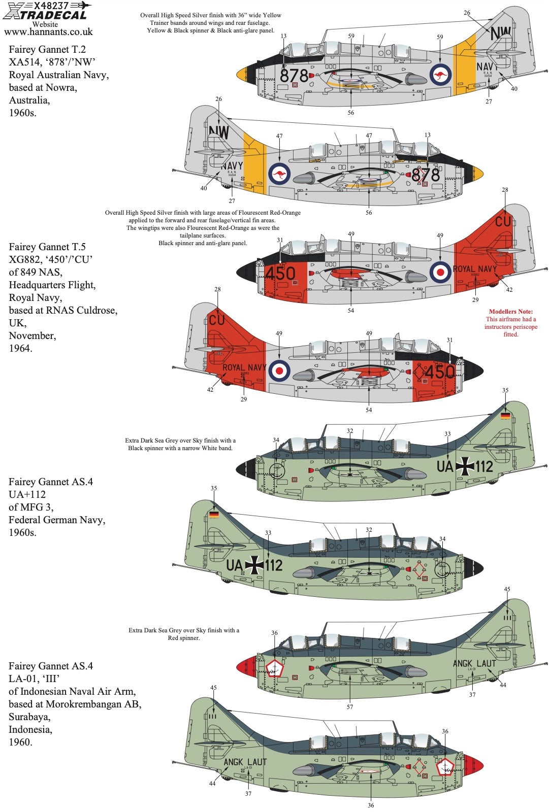 Xtradecal X48237 1:48 Fairey Gannet COD.4/AS.4/T.2/T.5 Collection