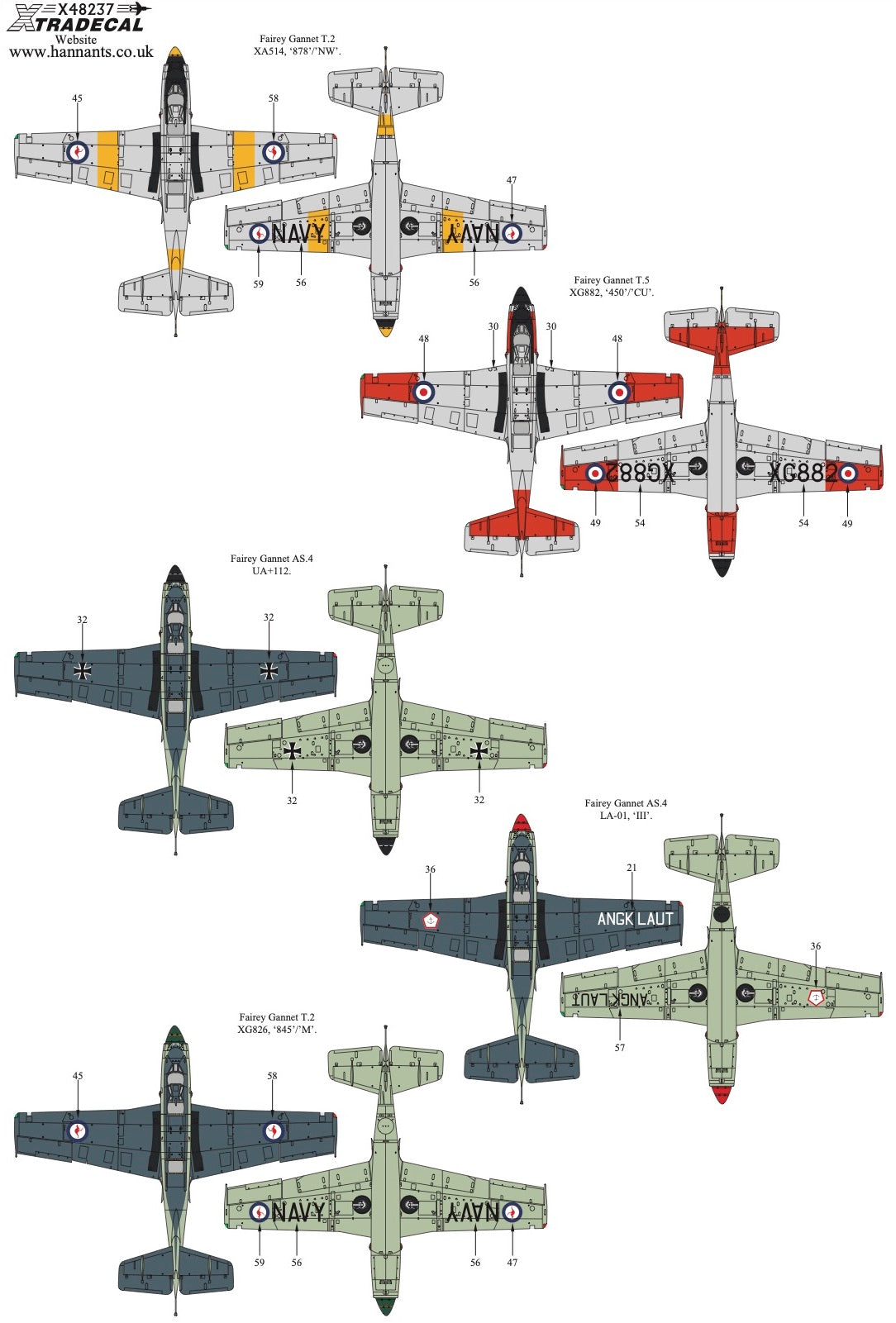 Xtradecal X48237 1:48 Fairey Gannet COD.4/AS.4/T.2/T.5 Collection