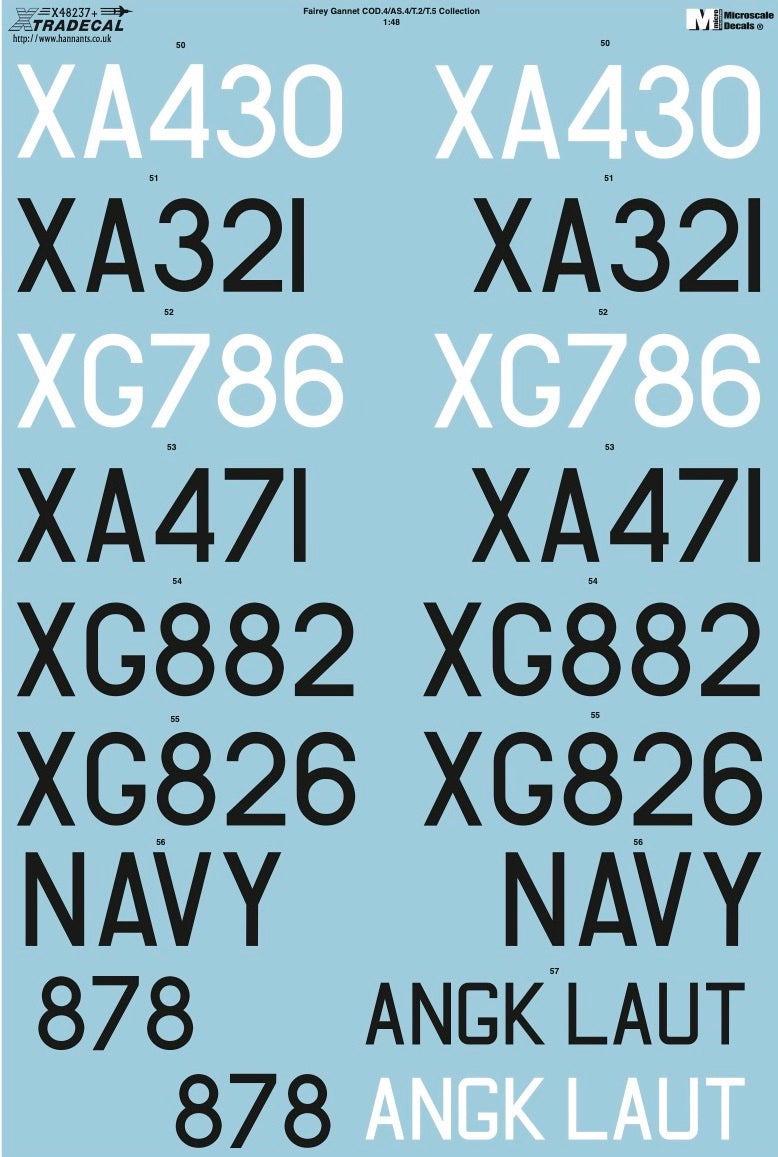 Xtradecal X48237 1:48 Fairey Gannet COD.4/AS.4/T.2/T.5 Collection