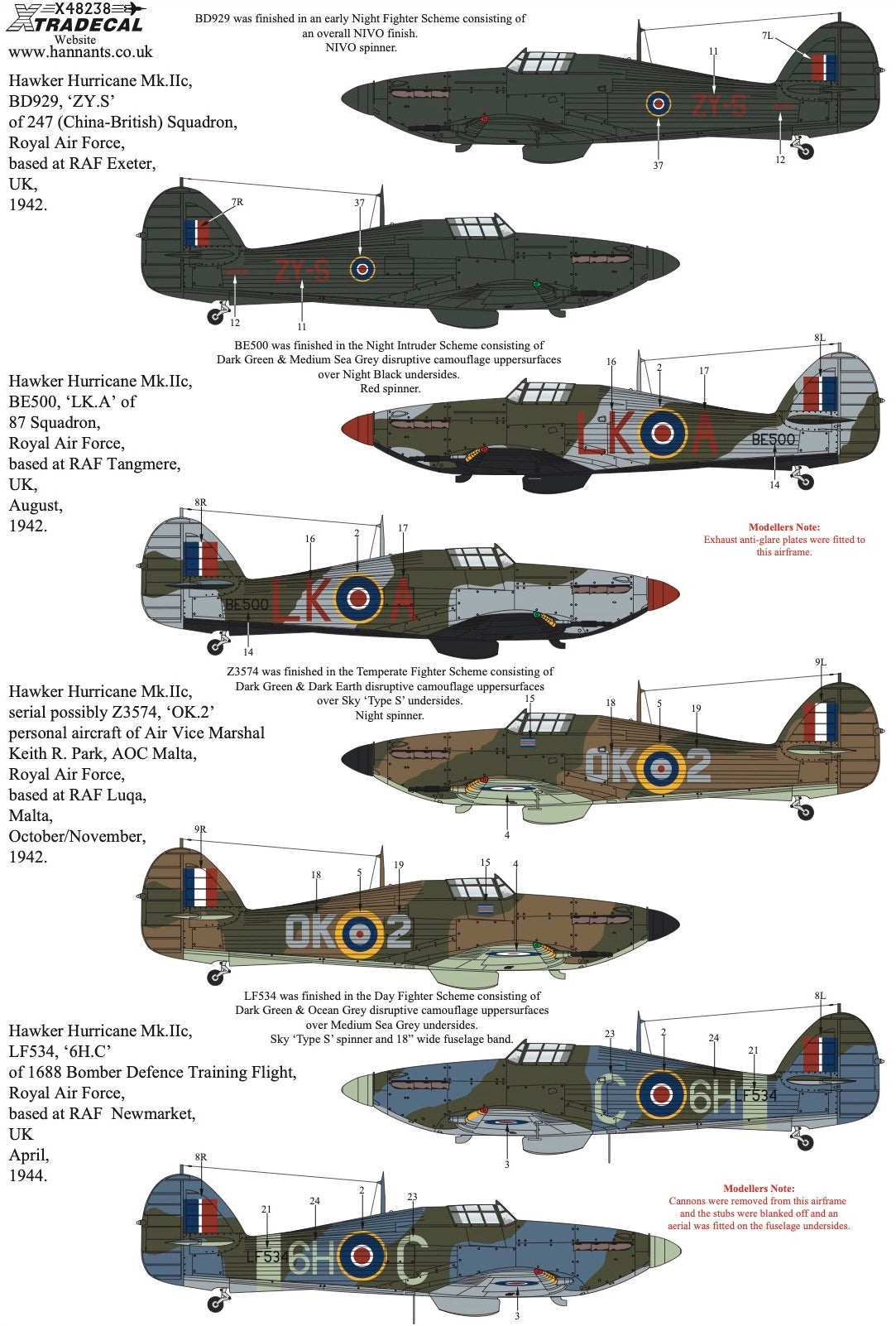 Xtradecal 48238 1:48 Hawker Hurricane Mk.IIc Collection