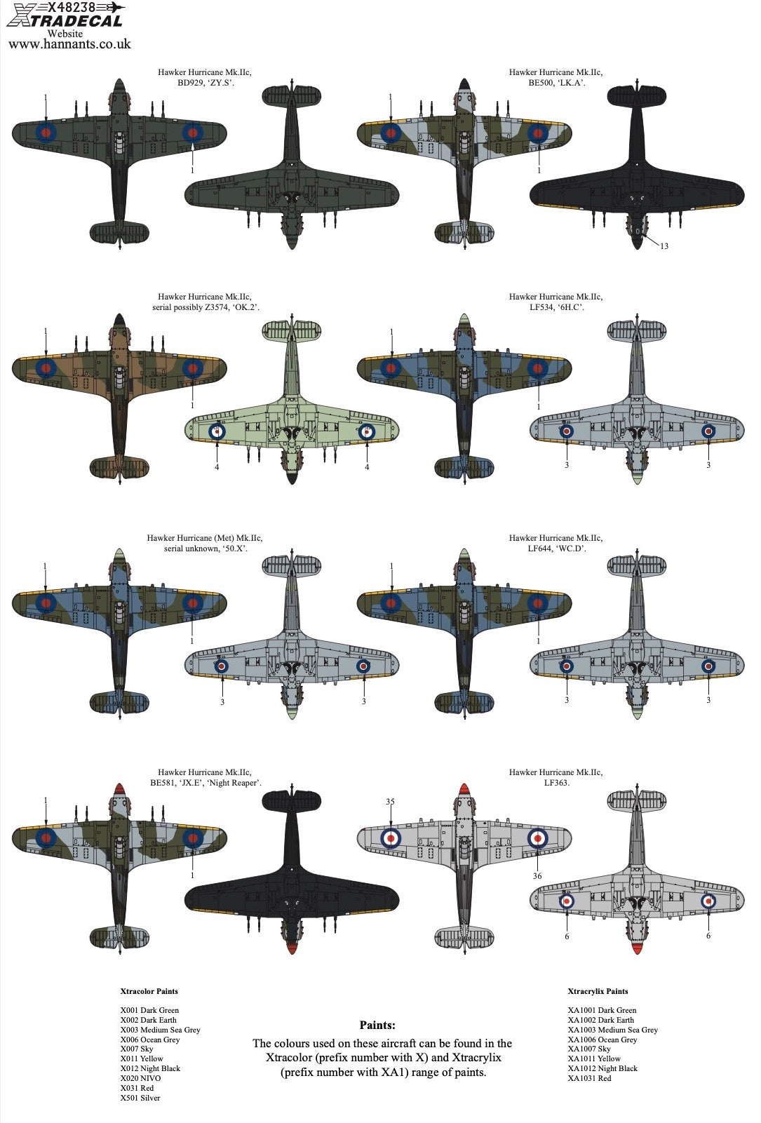 Xtradecal 48238 1:48 Hawker Hurricane Mk.IIc Collection