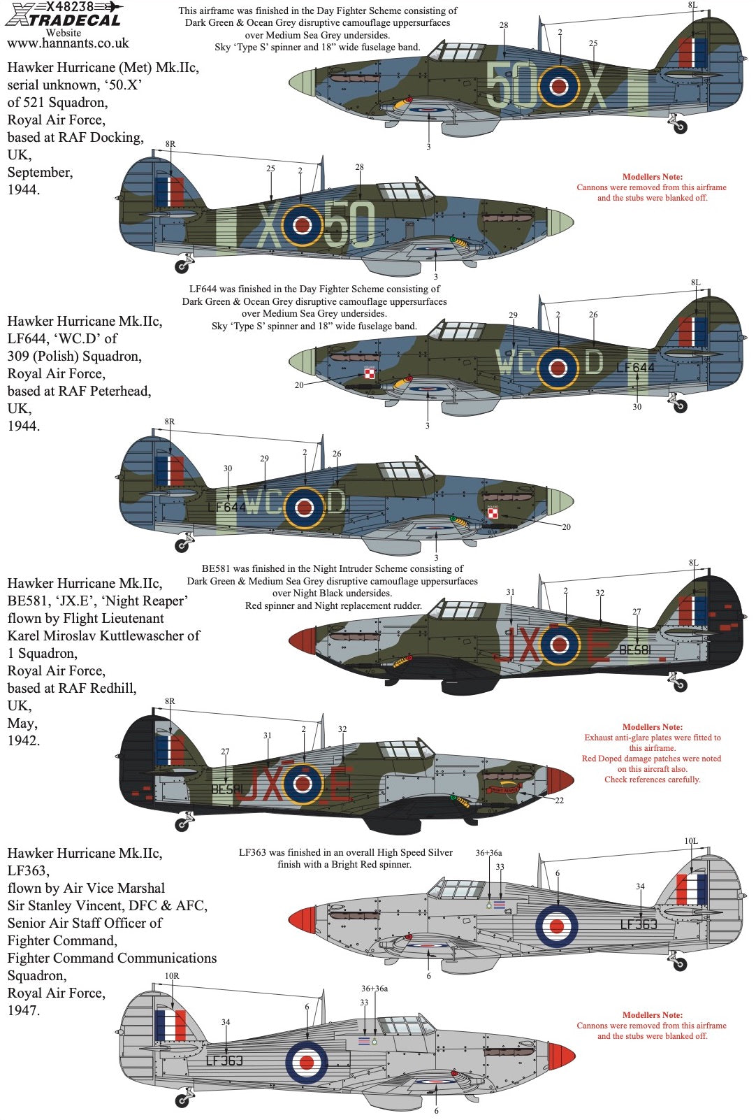 Xtradecal 48238 1:48 Hawker Hurricane Mk.IIc Collection