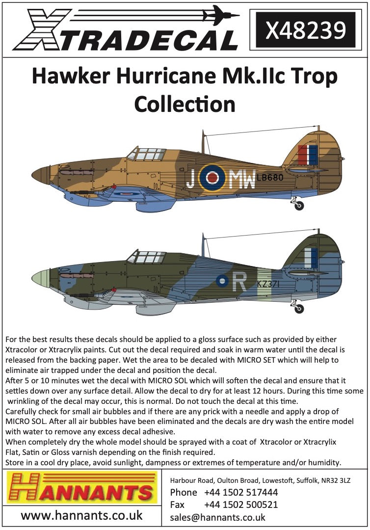 Xtradecal 48239 1:48 Hawker Hurricane Mk.IIc Trop Collection