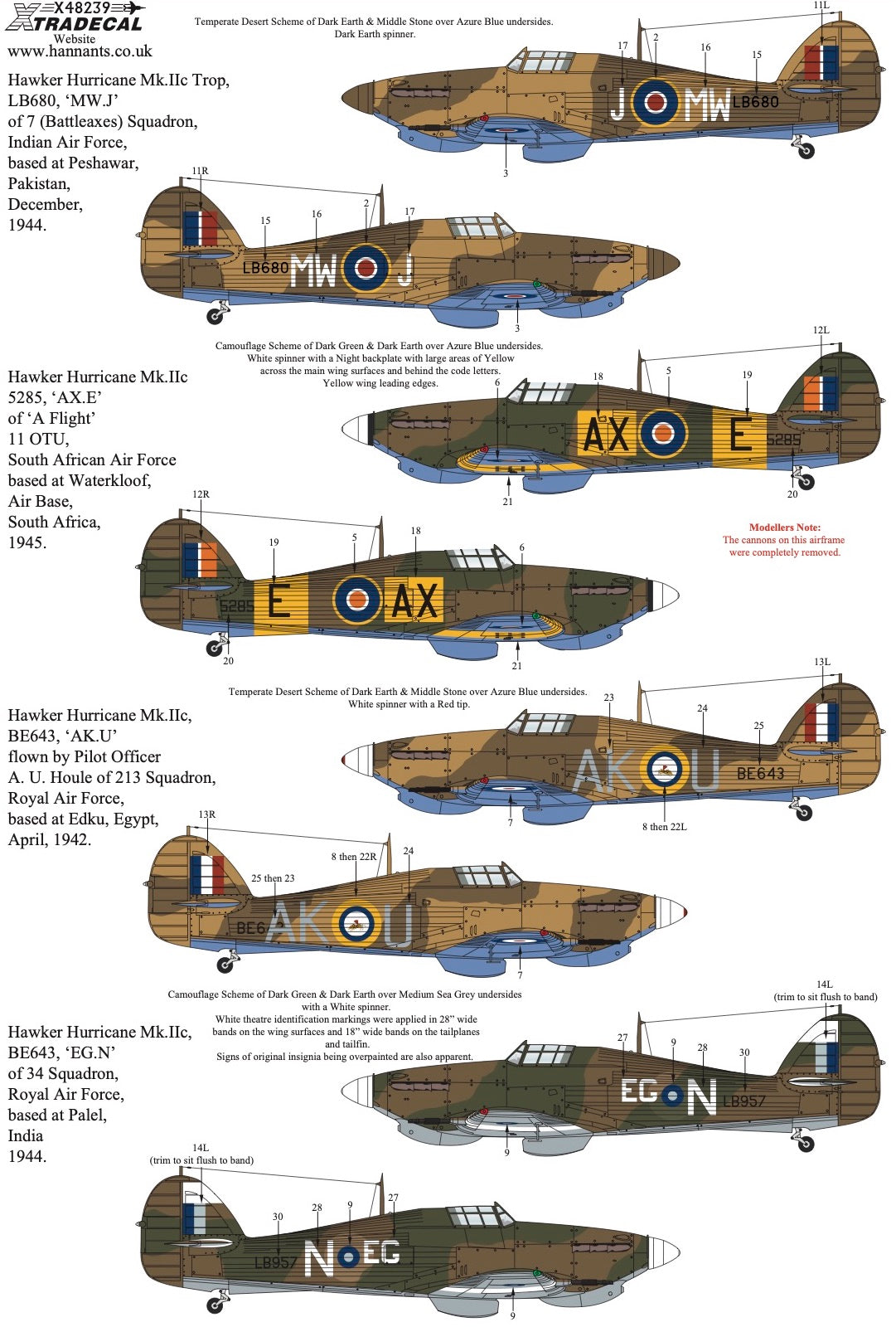 Xtradecal 48239 1:48 Hawker Hurricane Mk.IIc Trop Collection