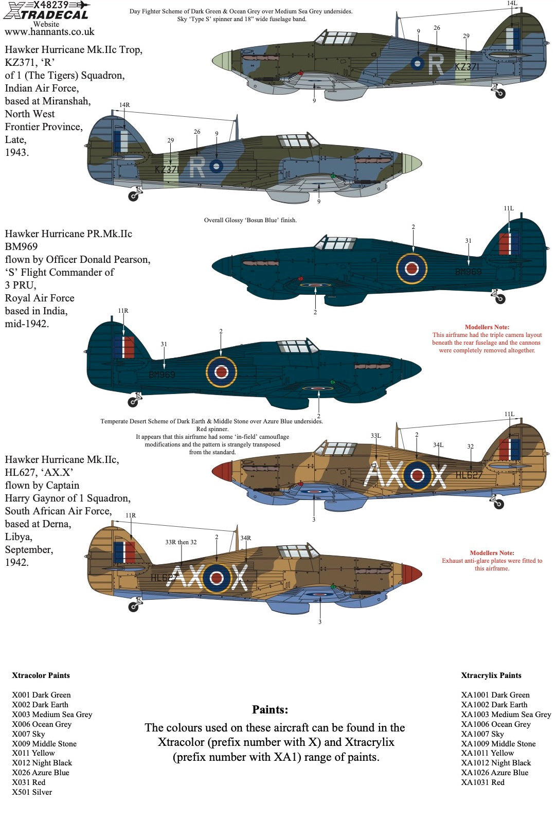 Xtradecal 48239 1:48 Hawker Hurricane Mk.IIc Trop Collection