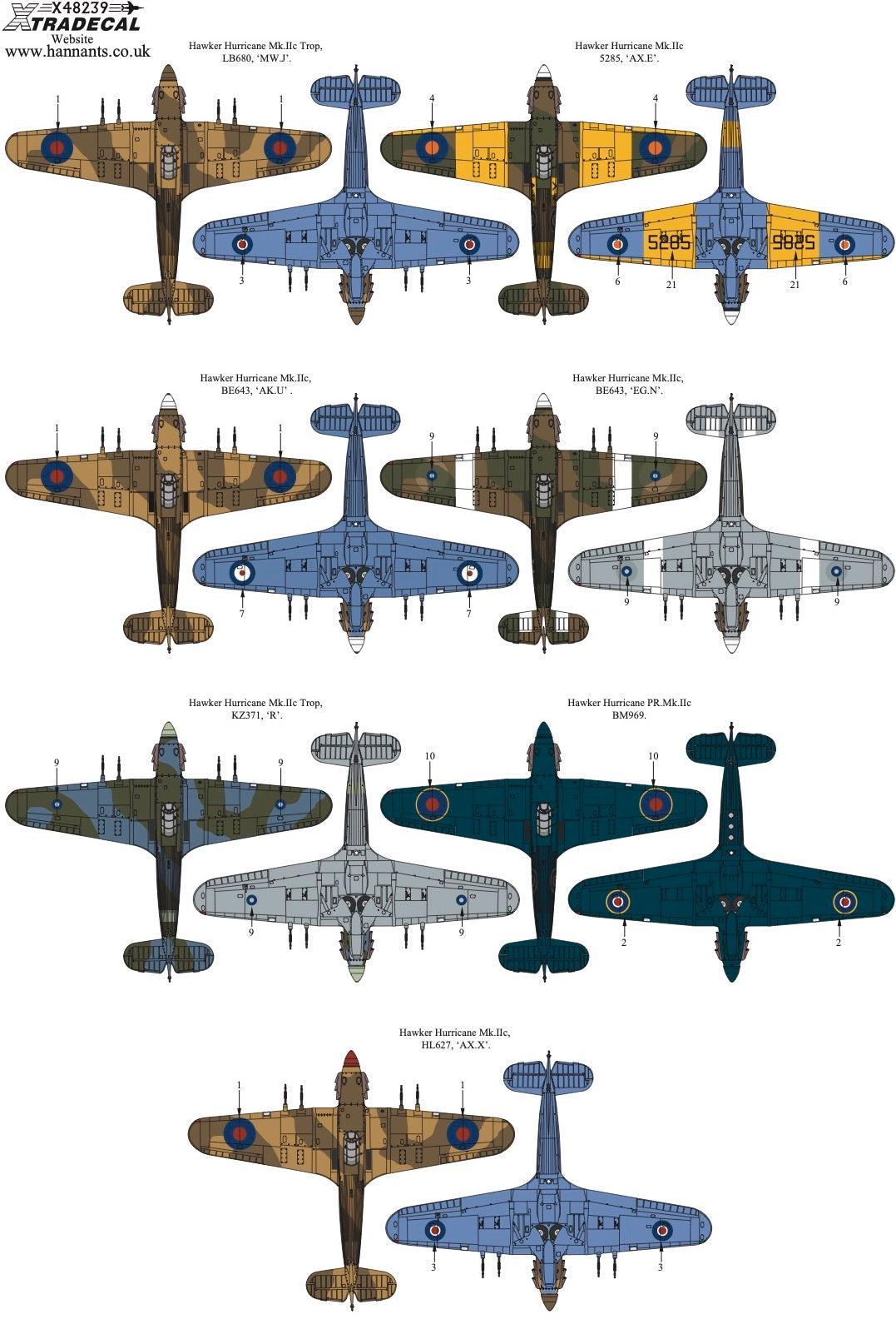 Xtradecal 48239 1:48 Hawker Hurricane Mk.IIc Trop Collection