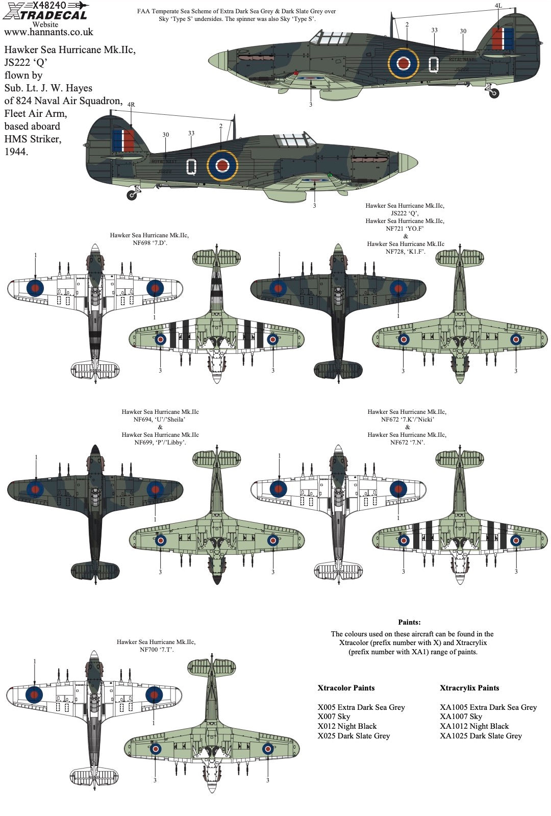 Xtradecal 48240 1:48 Hawker Sea Hurricane Mk.IIc Collection