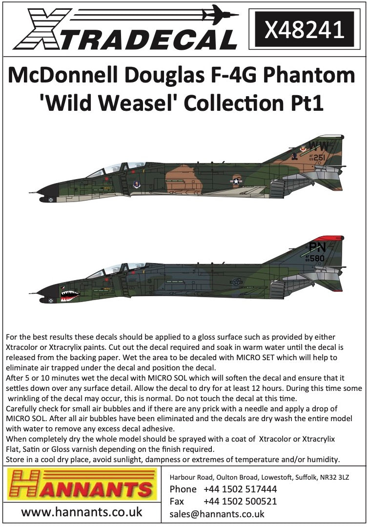 Xtradecal 48241 1:48 F-4G Phantom 'Wild Weasel' Collection Pt1