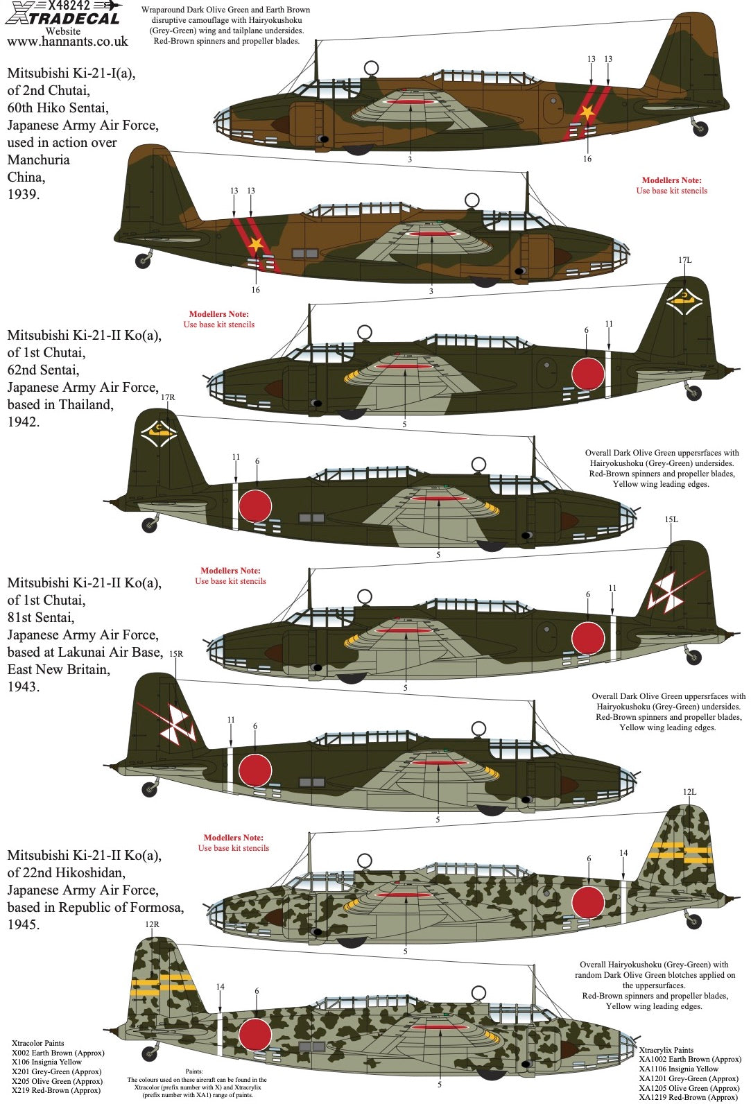 Xtradecal X48242 1:48 Mitsubishi KI-21