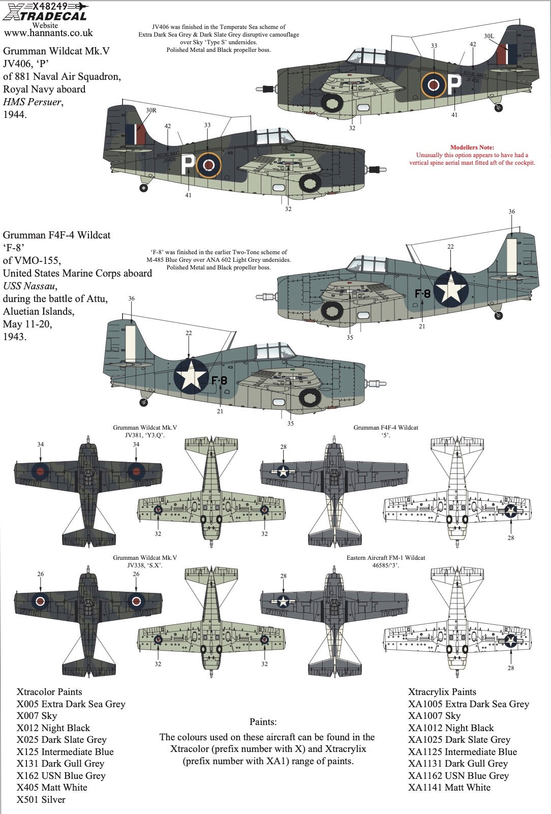 Xtradecal X48249 1:48 CF4F-4, FM-1 & Mk.V Collection