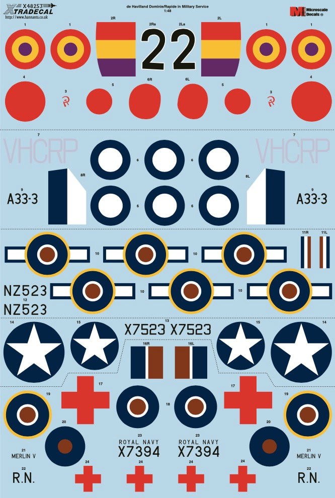 Xtradecal X48253 1:48 de Havilland DH.89 Dragon Rapide / Dominie
