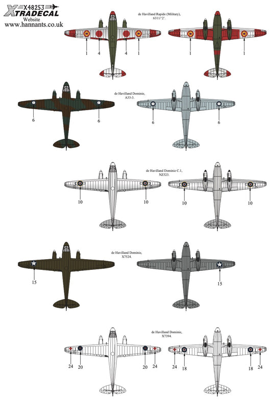 Xtradecal X48253 1:48 de Havilland DH.89 Dragon Rapide / Dominie