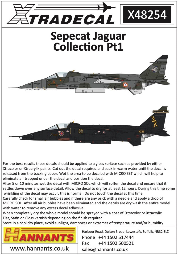 Xtradecal X48254 1:48 Sepecat Jaguar GR.1/GR.1A Part 1