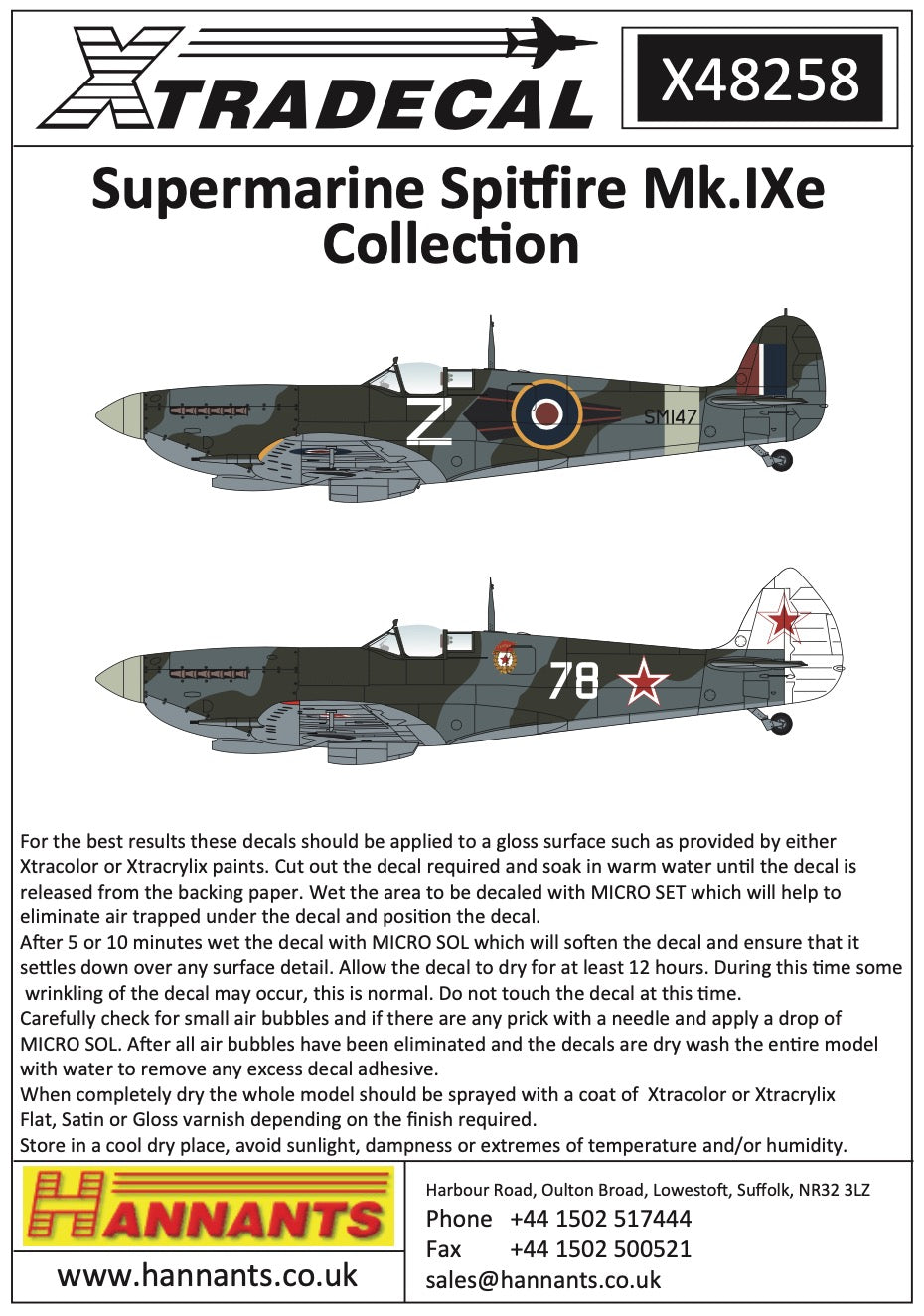 Xtradecal X48258 1:48 Supermarine Spitfire Mk.IXe Collection