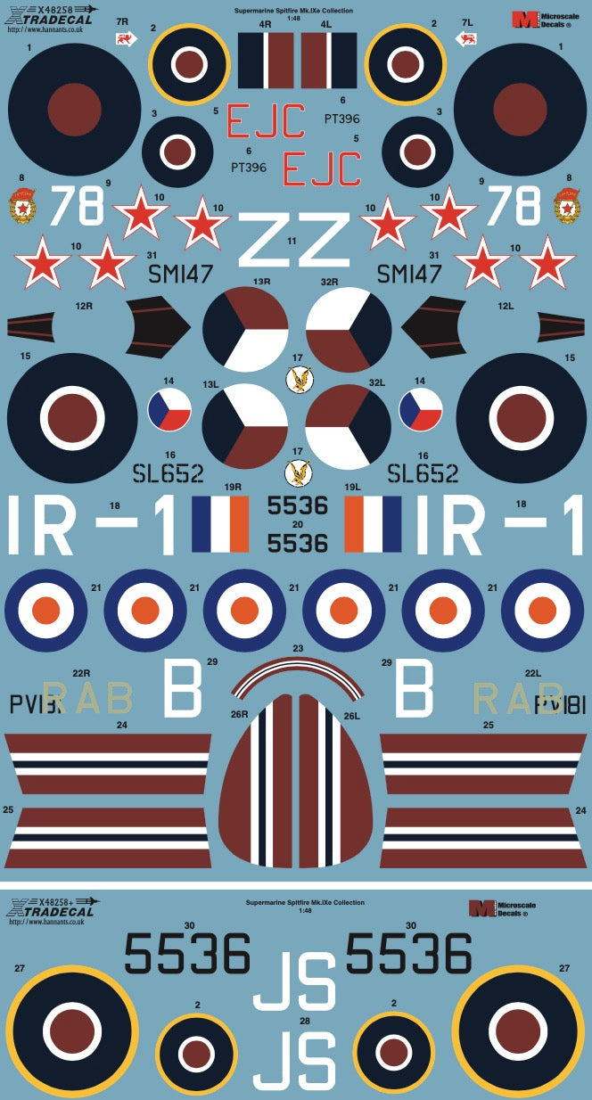 Xtradecal X48258 1:48 Supermarine Spitfire Mk.IXe Collection