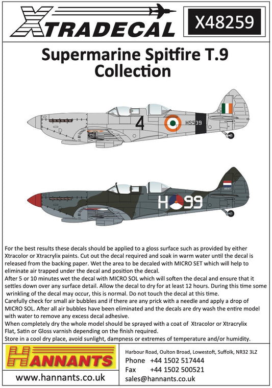 Xtradecal X48259 1:48 Supermarine Spitfire Tr.9 Collection Part 1