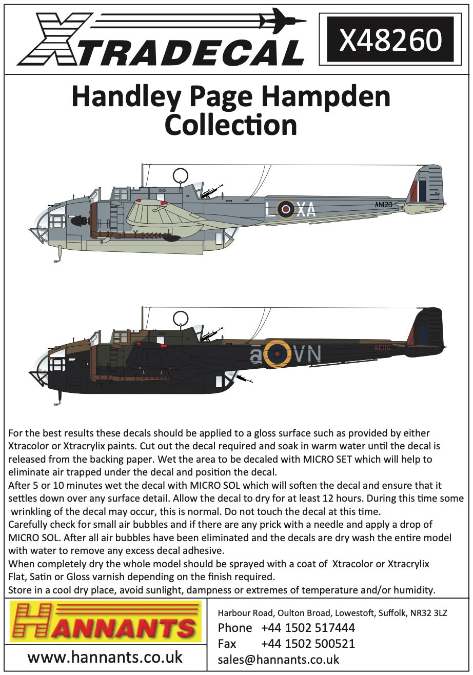 Xtradecal X48260 1:48 Handley Page Hampden Collection