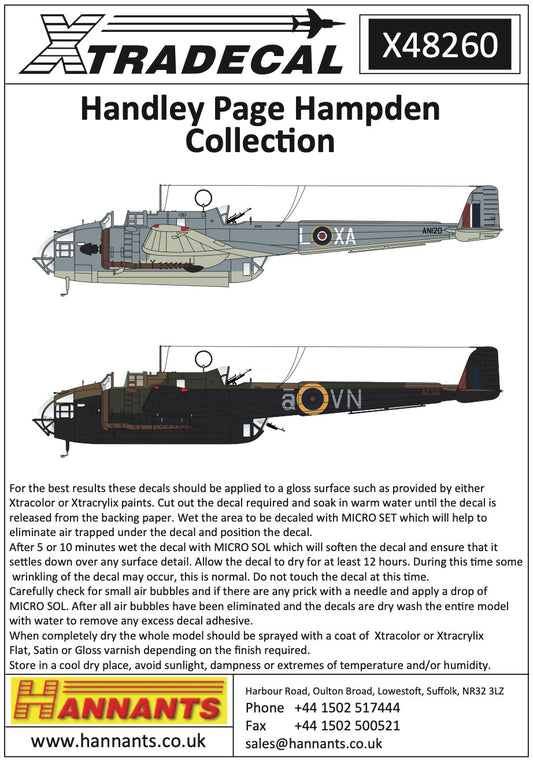Xtradecal X48260 1:48 Handley Page Hampden Collection
