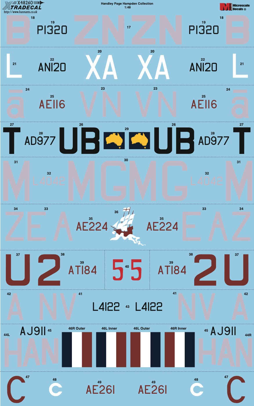 Xtradecal X48260 1:48 Handley Page Hampden Collection