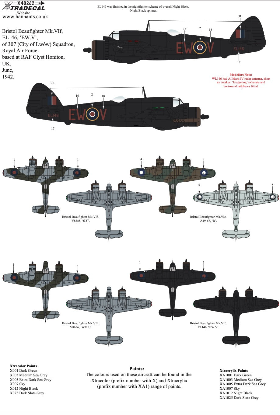 Xtradecal X48262 1:48 Bristol Beaufighter Mk.VI Collection