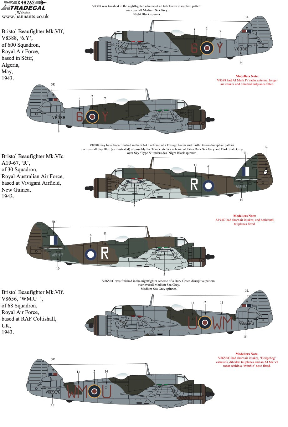 Xtradecal X48262 1:48 Bristol Beaufighter Mk.VI Collection