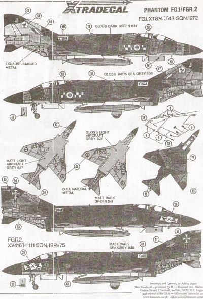 Xtradecal 72003 1:72 McDonnell Phantom FG.1/FGR.2 Phantom