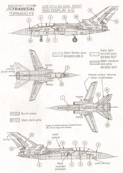 Xtradecal 72017 1:72 Panavia Tornado F.3 1990