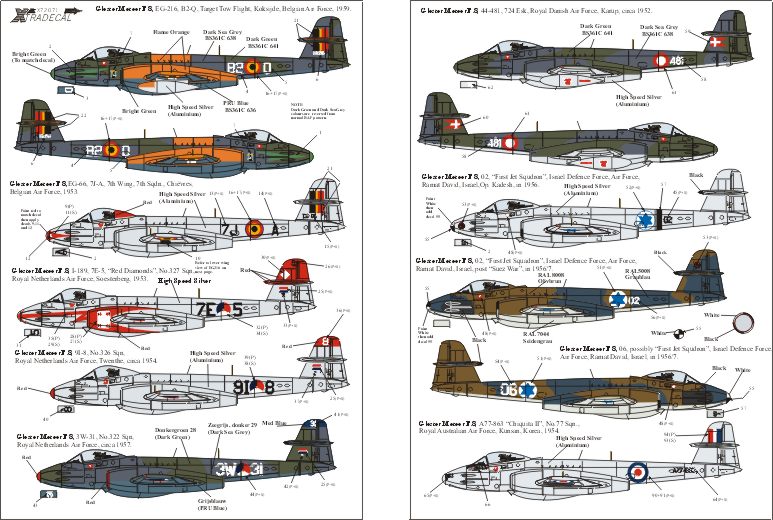 Xtradecal 72071 1:72 Foreign Gloster Meteor F.8s