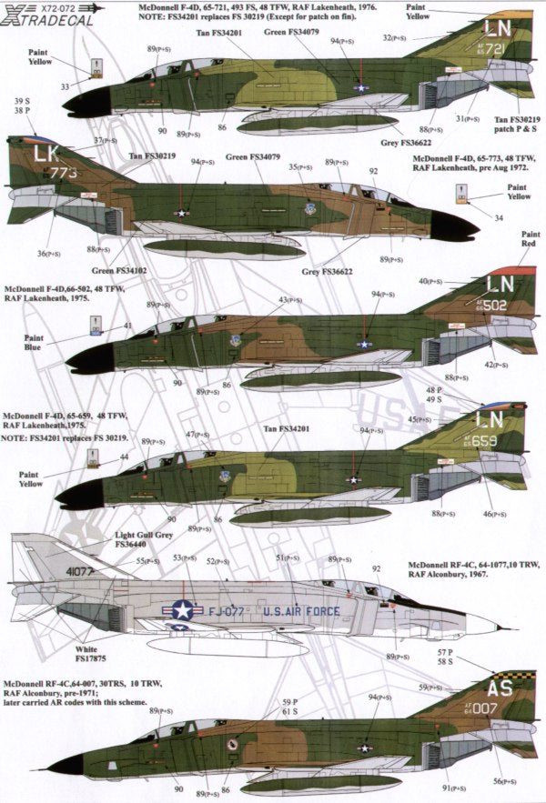 Xtradecal 72072 1:72 USAFE UK Based McDonnell F-4 Phantoms