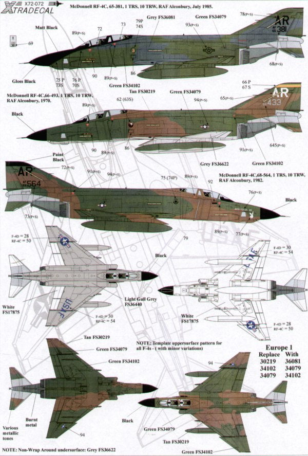 Xtradecal 72072 1:72 USAFE UK Based McDonnell F-4 Phantoms