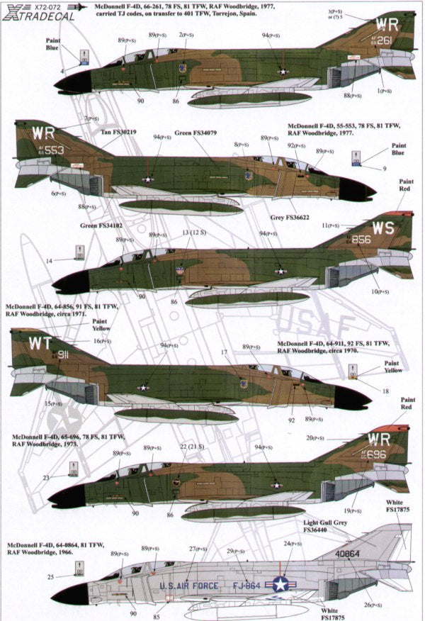 Xtradecal 72072 1:72 USAFE UK Based McDonnell F-4 Phantoms