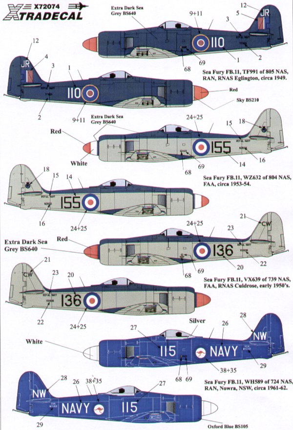 Xtradecal 72074 1:72 Hawker Sea Fury FB.11