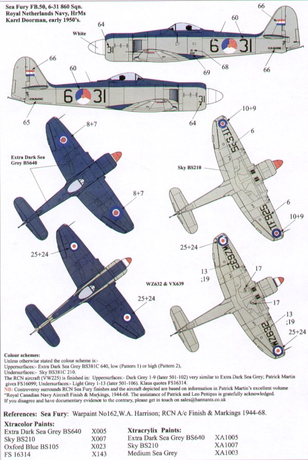 Xtradecal 72074 1:72 Hawker Sea Fury FB.11