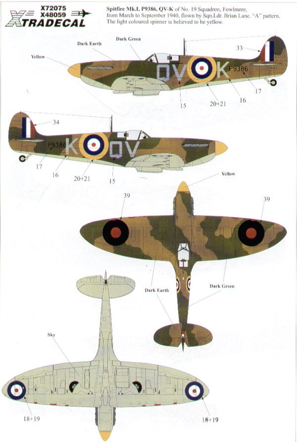 Xtradecal 72075 1:72 Spitfire Mk.I/Mk.II