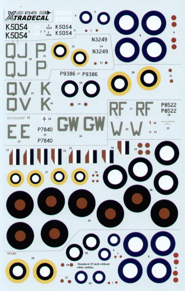 Xtradecal 72075 1:72 Spitfire Mk.I/Mk.II