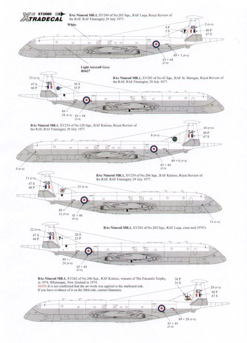 Xtradecal 72080 1:72 BAe Nimrod MR.1 White/Light Aircraft Grey Camouflage Scheme