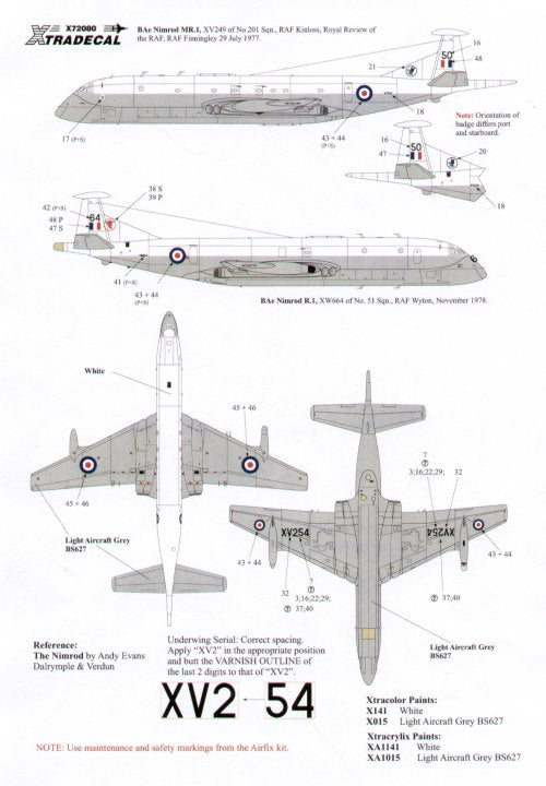 Xtradecal 72080 1:72 BAe Nimrod MR.1 White/Light Aircraft Grey Camouflage Scheme