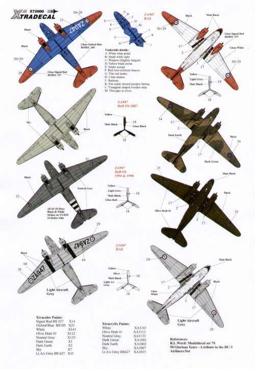 Xtradecal 72084 1:72 Douglas C-47 Dakota Royal Aircraft Establishment & Battle of Britain Memorial Flight