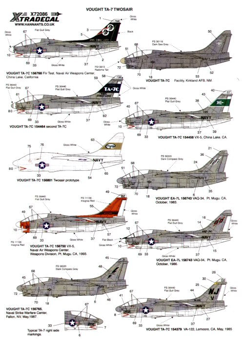 Xtradecal 72086 1:72 Vought TA-7C Corsair Twosair